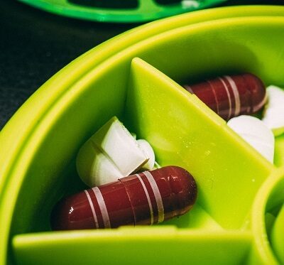 Pills in a dosette box